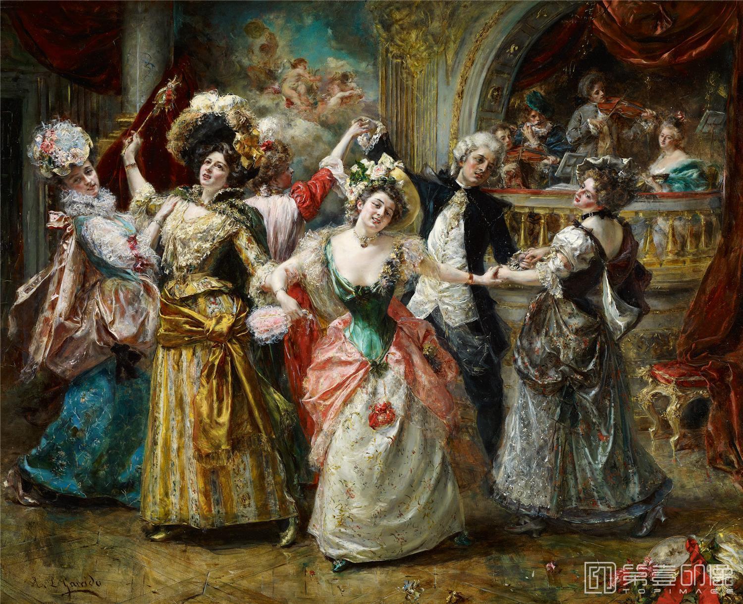 油画-西班牙喀门蒂森美术馆藏画-The Beau at the Soirée-161